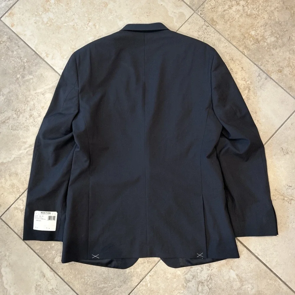 Kenneth Cole Reaction Suit Jacket Mens 44L Charcoal Grey Two Button Blazer New